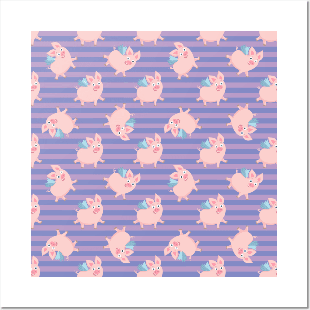 Lovely Pig Pattern Wall Art by aquariart
